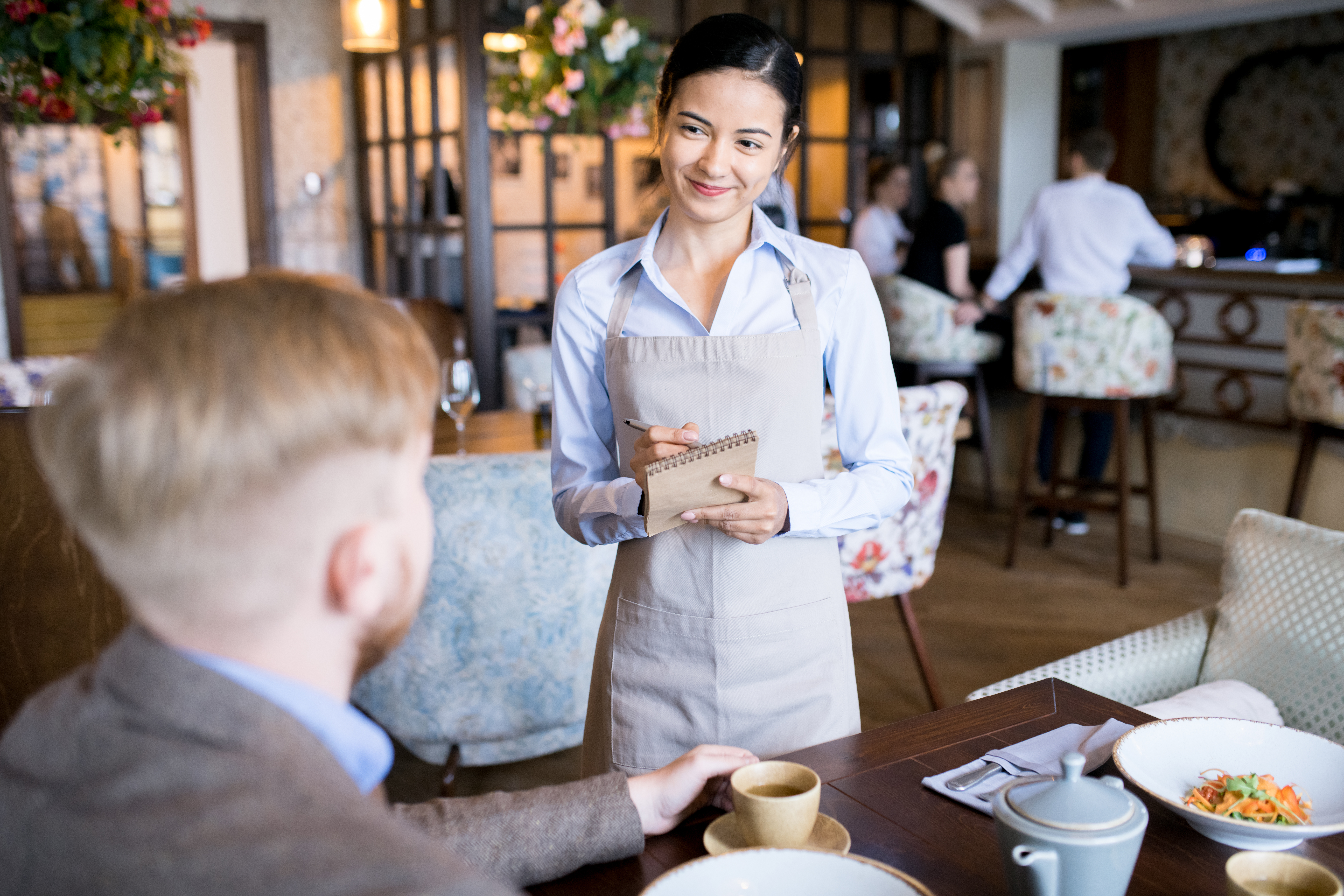 Business lunch at cafe