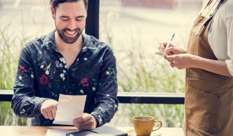 Man ordering food at the restaurant