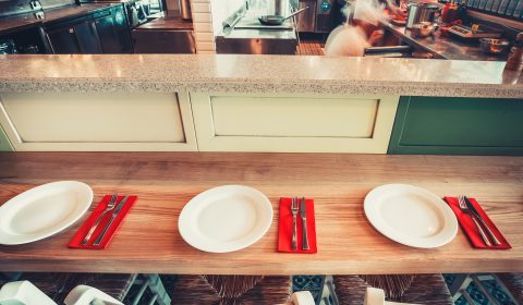 restaurant with table and tableware