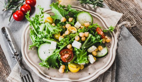 Fresh healthy salad with chickpea